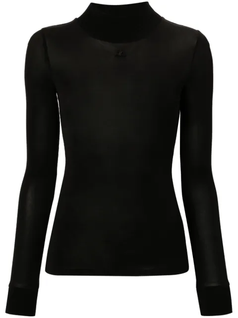 Courrèges logo-patch roll-neck top Black PERJTO029JS0115