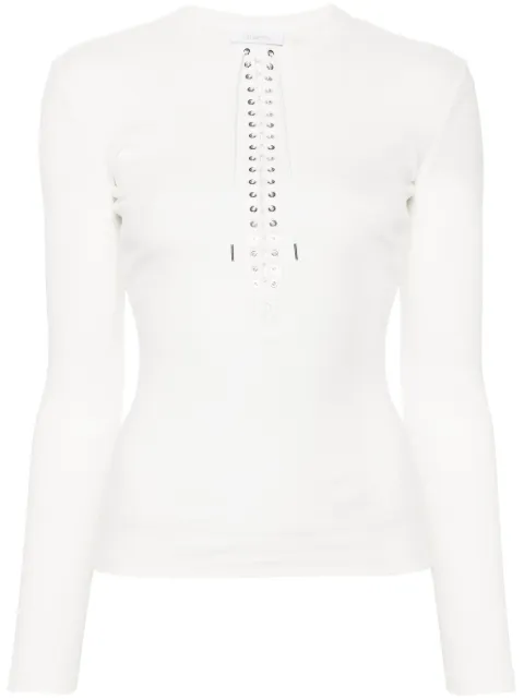 Rabanne fine-ribbed lace-up top White 24AJTE167CO0539