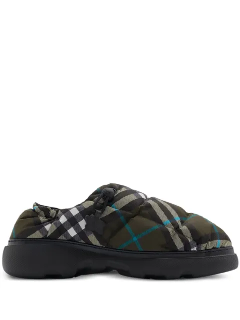 Burberry Check-print pillow mules Green 8092648