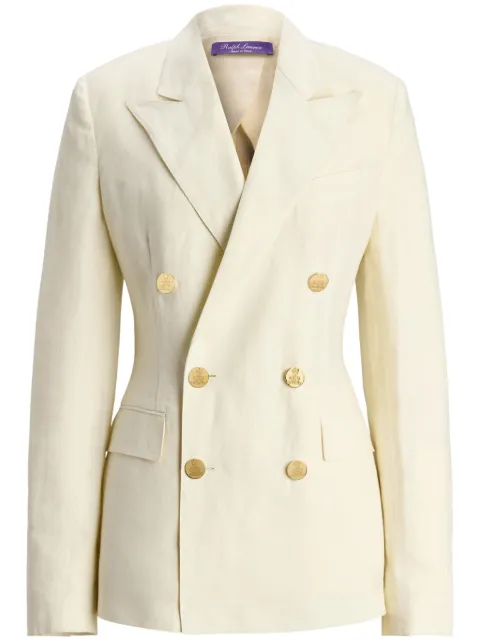 Ralph Lauren Collection v-neck linen blazer Neutrals 290955045003