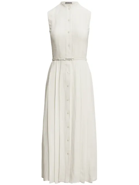 Ralph Lauren Collection pleated belted midi dress Neutrals 290962950002