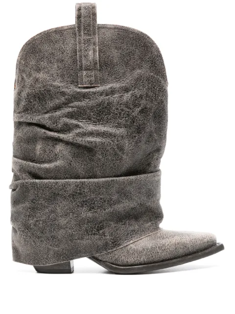 R13 cracked-effect leather boots Black R13S0109S131A