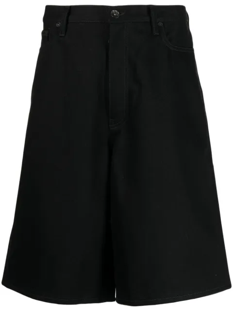 Off-White logo-print knee-length shorts Black OMYC010C99DEN0011001