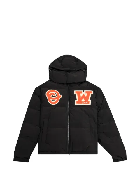 Off-White logo-patch puffer coat Black OMED040C99FAB0011020