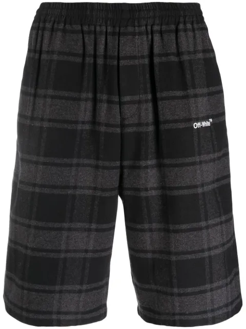 Off-White check-print shorts Grey OMCB058C99FAB0010501