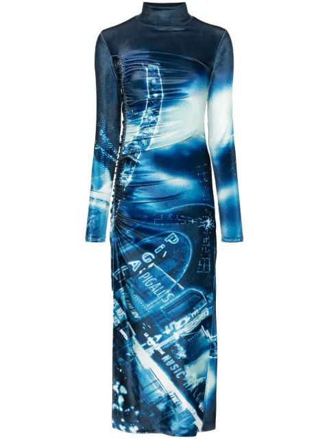 Jean Paul Gaultier Pigalle-print velvet dress Blue 2430FRO257J554