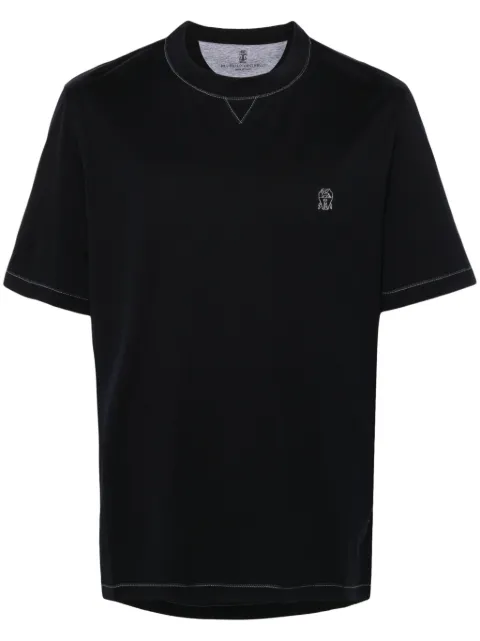 Brunello Cucinelli contrast-stitching T-shirt Blue M0B131328GCW361