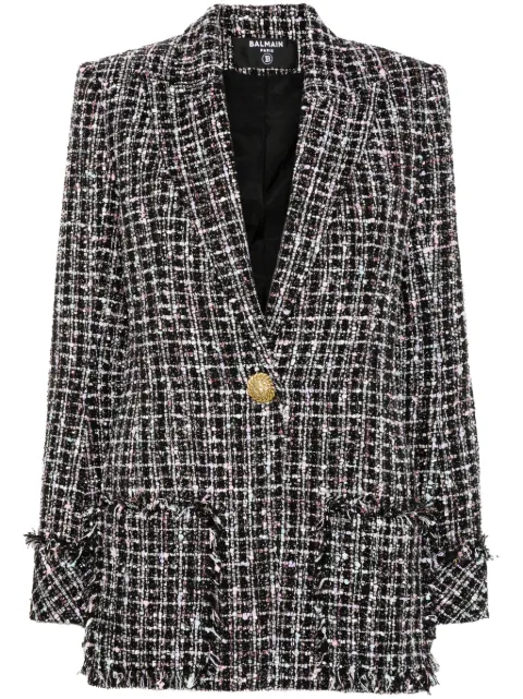 Balmain single-breasted tweed jacket Black DF1SE096XJ24