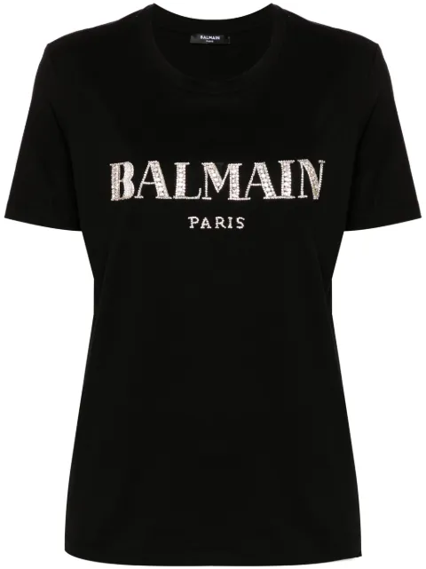 Balmain crystal-logo cotton T-shirt Black DF1EF007PC51
