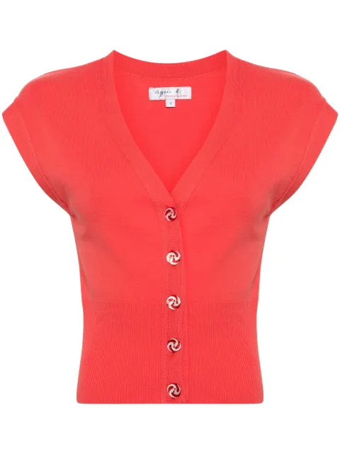 agnès b. sleeveless jersey cardigan Pink ECN8J155