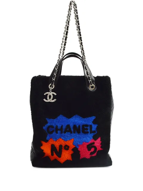 CHANEL Pre-Owned 2014 Nº5 shearling tote bag Black 20298223