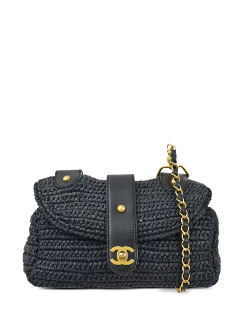 CHANEL Pre-Owned 2006 CC raffia shoulder bag Black 10624342