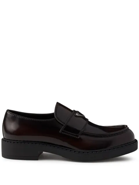 Prada Chocolate logo-plaque leather loafers Brown 2DE127FG000055