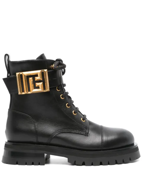 Balmain buckled-ankle leather boots Black DN1TC961LVIT