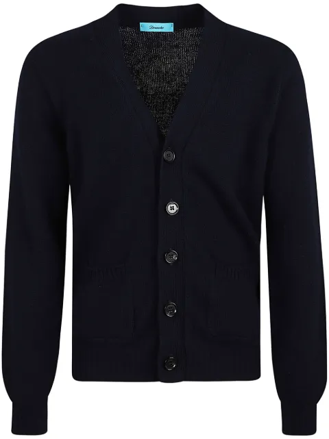 Drumohr v-neck lambs-wool cardigan Blue D4W110