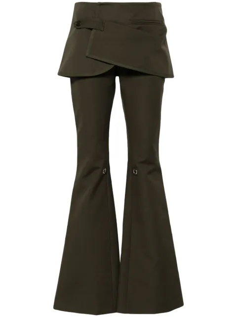 Courrèges layered-skirt bootcut trousers Green 224CPA222CO0117