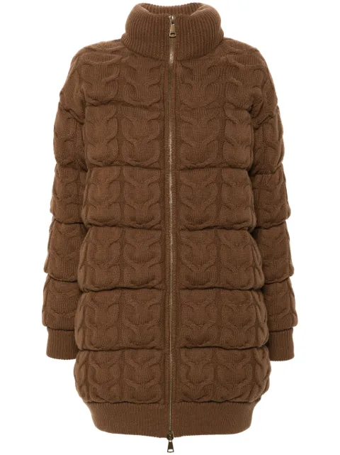 Max Mara chunky-knit padded coat Brown 2313161236600