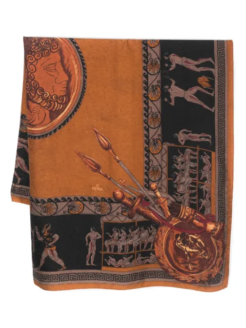 Fendi Pre-Owned 1990s Greek Jacquard scarf Brown FEN450PZ