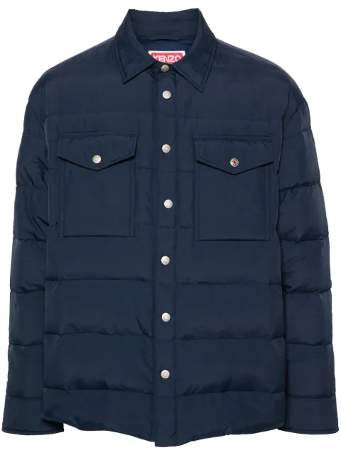 Kenzo classic-collar quilted shirt jacket Blue FE65OU1429NI