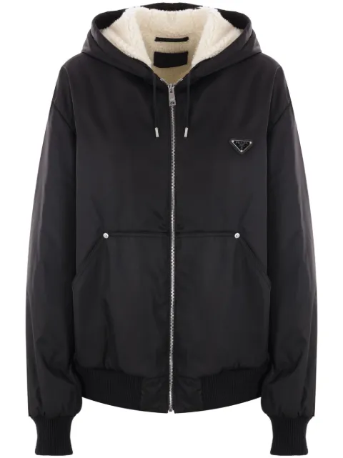 Prada Re-Nylon triangle-logo hooded jacket Black SGC585SOOO1WQ8