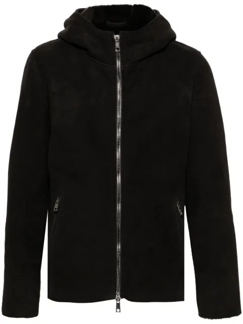 Giorgio Brato hooded leather jacket Black GU25F8045MEVL