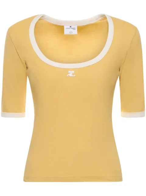 Courrèges Holistic contrast cotton T-shirt Yellow 124JTS116JS0070