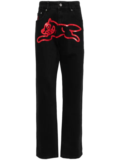 ICECREAM Running Dog-print jeans Black ICD001