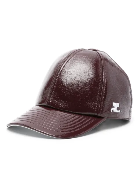 Courrèges logo-embroidered patent cap Red PERACT033VY0014