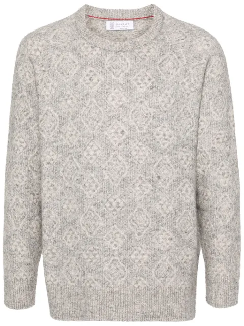 Brunello Cucinelli brushed intarsia-knit jumper Grey MSO708500CEW58