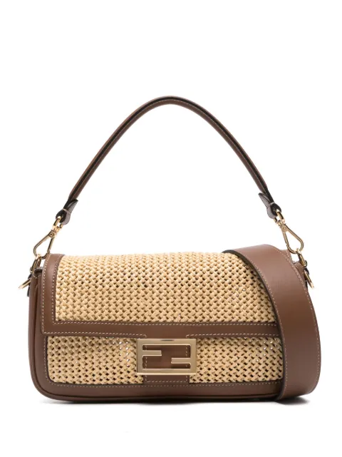 FENDI Baguette macramé-detail shoulder bag Neutrals 8BR600AOVO
