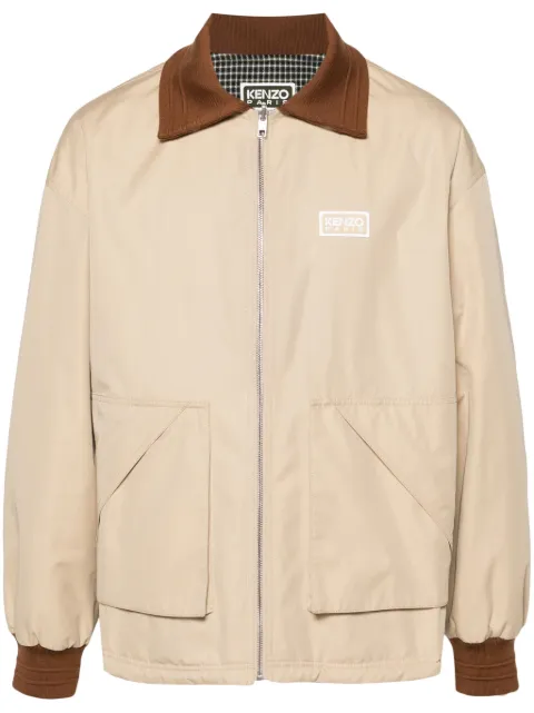 Kenzo logo-patch reversible jacket Neutrals FE65BL0639OI