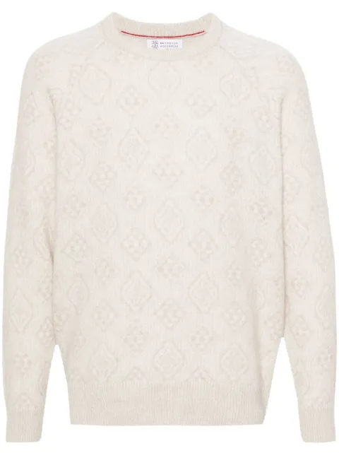 Brunello Cucinelli geometric-jacquard sweater Neutrals MSO708500CDG31