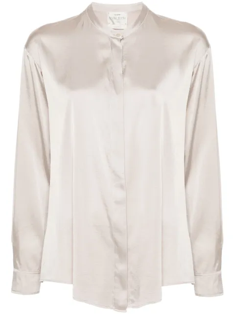 Forte Forte band-collar satin shirt Neutrals 12885MYSHIRT