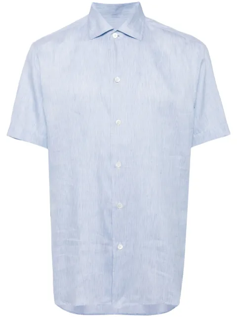 Brioni short-sleeve curved-hem shirt Blue SCFH0LPB019