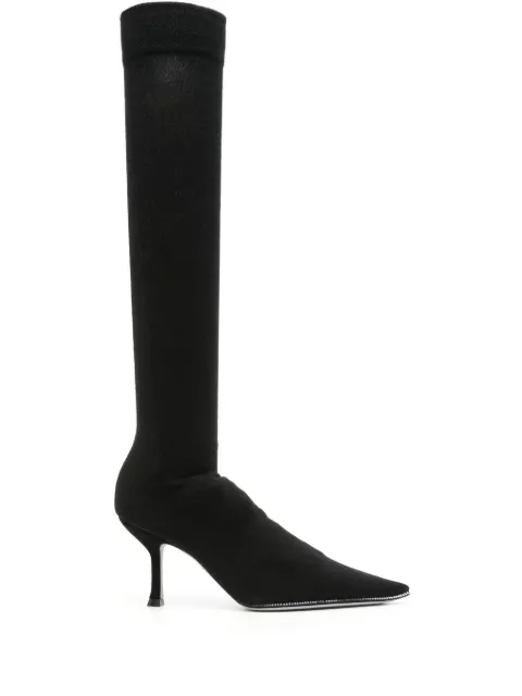 René Caovilla 70mm crystal-embellished knitted boots Black C12224080CACH