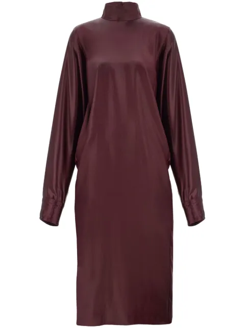 Ferragamo satin high-neck dress Red 777578