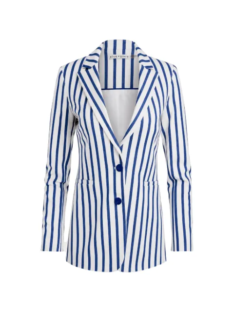 alice + olivia vertical-stripe single-breasted blazer White CC403N02520