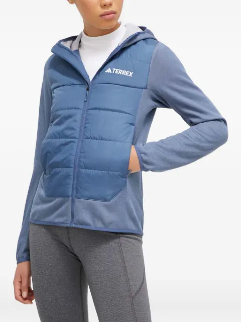 adidas quilted hooded jacket Blue IS4202