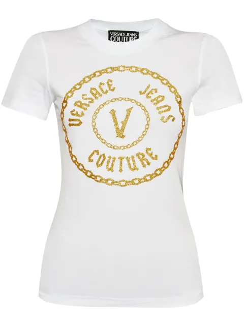 Versace Jeans Couture logo-print T-shirt White 77HAHT02CJ03T