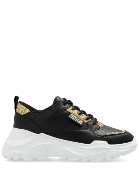 Versace Jeans Couture logo-patch glitter-detailing sneakers Black 77VA3SC2ZP308