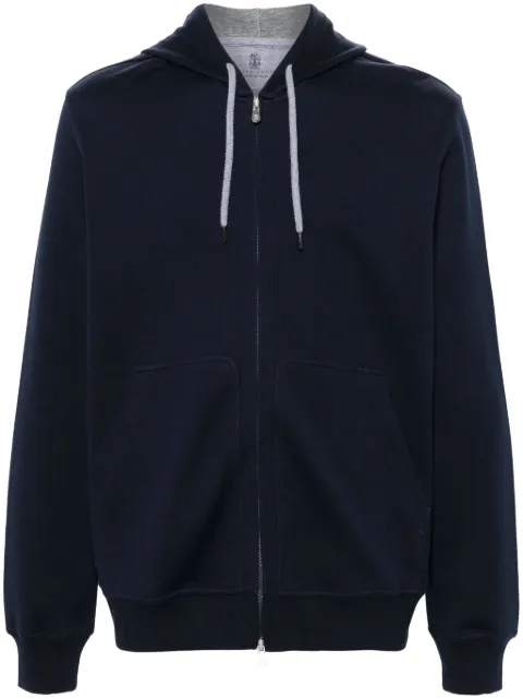 Brunello Cucinelli zip-up drawstring hoodie Blue MM8319069GC1265