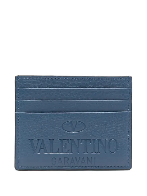 Valentino Garavani logo-debossed leather cardholder Blue YP0S49VXY