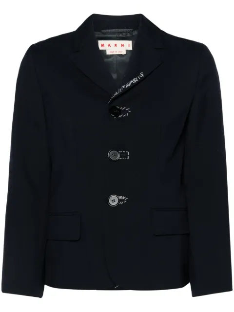 Marni embroidered wool single-breasted blazer Blue GIMA0202MSTW839