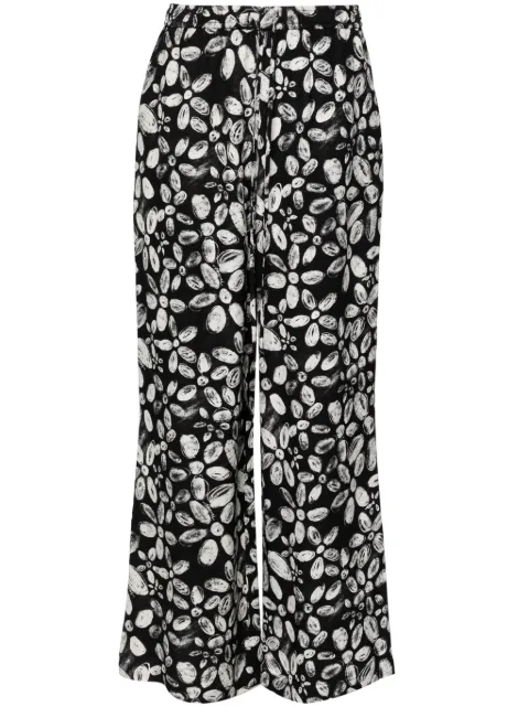 Marni floral crepe straight trousers Black PAMA0071A1UTVA35