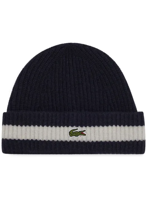Lacoste ribbed-knit beanie hat Blue RB9883