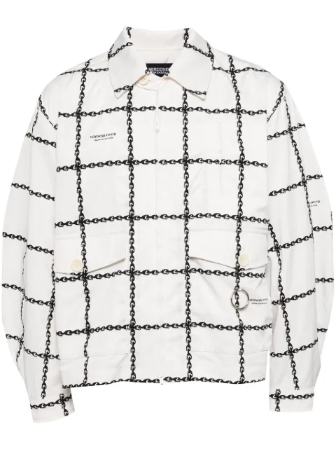 Undercover chain-print zip-up bomber jacket White UC1D42031