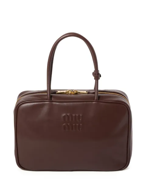 Miu Miu Beau logo-debossed leather bag Brown 5BB117VMON2CRW
