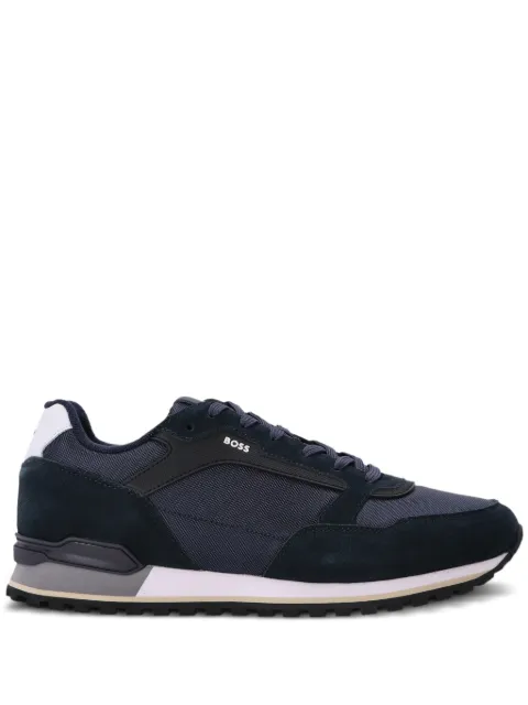 BOSS suede-trimmed mesh sneakers Blue 50523221