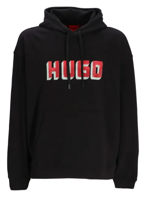 HUGO logo-print cotton hoodie Black 50516655