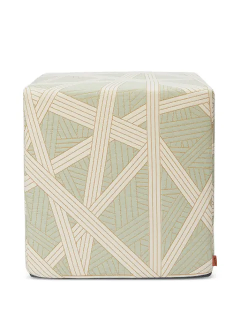 Missoni Home geometric-patterned ottoman cube footstool Green 1C4LV00021